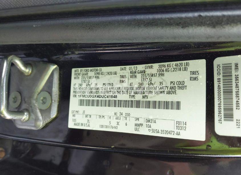 Photo 9 of 2013 Ford Escape SE (VIN 1FMCU0GX4DUC41848)