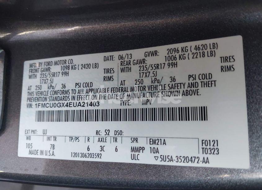 Photo 9 of 2014 Ford Escape SE (VIN 1FMCU0GX4EUA21403)