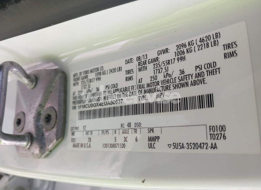 Photo 9 of 2014 Ford Escape SE (VIN 1FMCU0GX4EUA60637)