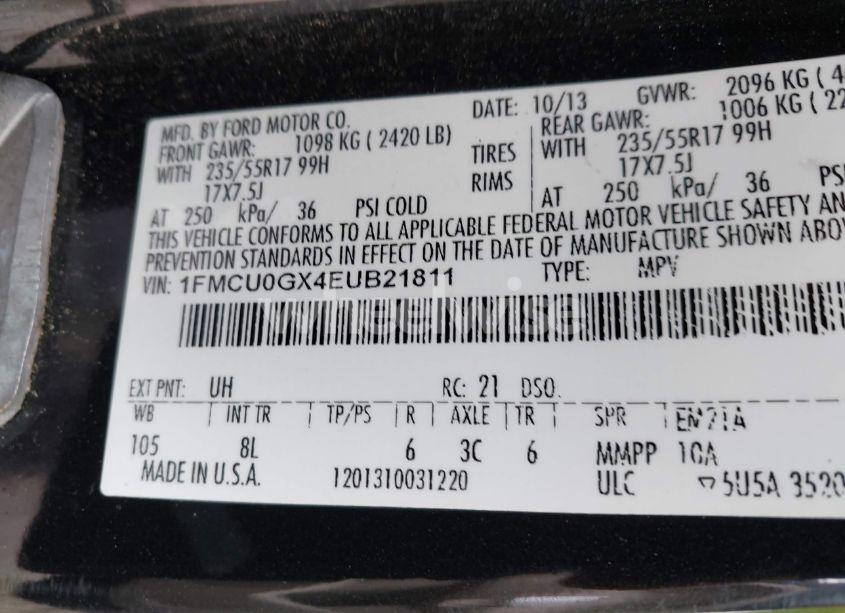 Photo 9 of 2014 Ford Escape SE (VIN 1FMCU0GX4EUB21811)