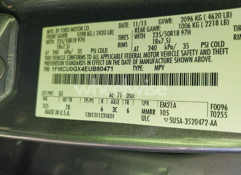 Photo 9 of 2014 Ford Escape SE (VIN 1FMCU0GX4EUB80471)