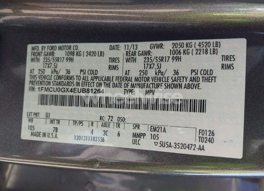 Photo 9 of 2014 Ford Escape SE (VIN 1FMCU0GX4EUB81264)