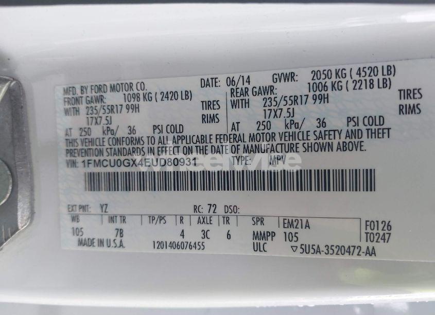 Photo 9 of 2014 Ford Escape SE (VIN 1FMCU0GX4EUD80931)