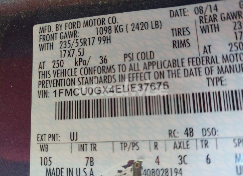 Photo 9 of 2014 Ford Escape SE (VIN 1FMCU0GX4EUE37676)