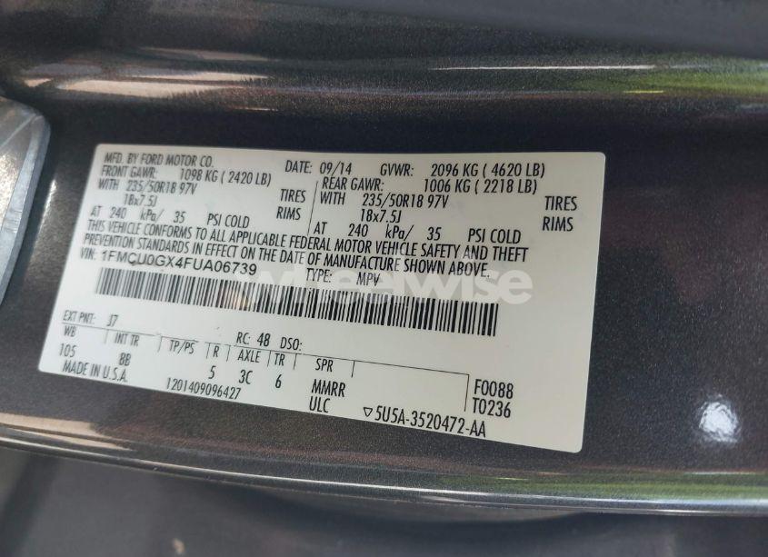 Photo 9 of 2015 Ford Escape SE (VIN 1FMCU0GX4FUA06739)