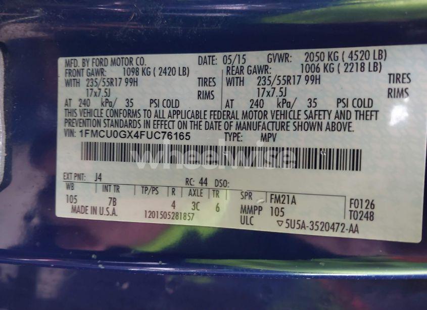 Photo 9 of 2015 Ford Escape SE (VIN 1FMCU0GX4FUC76165)