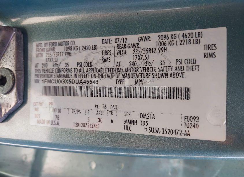 Photo 9 of 2013 Ford Escape SE (VIN 1FMCU0GX5DUA45546)