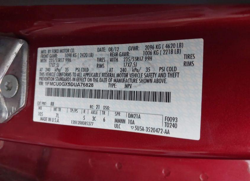 Photo 9 of 2013 Ford Escape SE (VIN 1FMCU0GX5DUA76828)