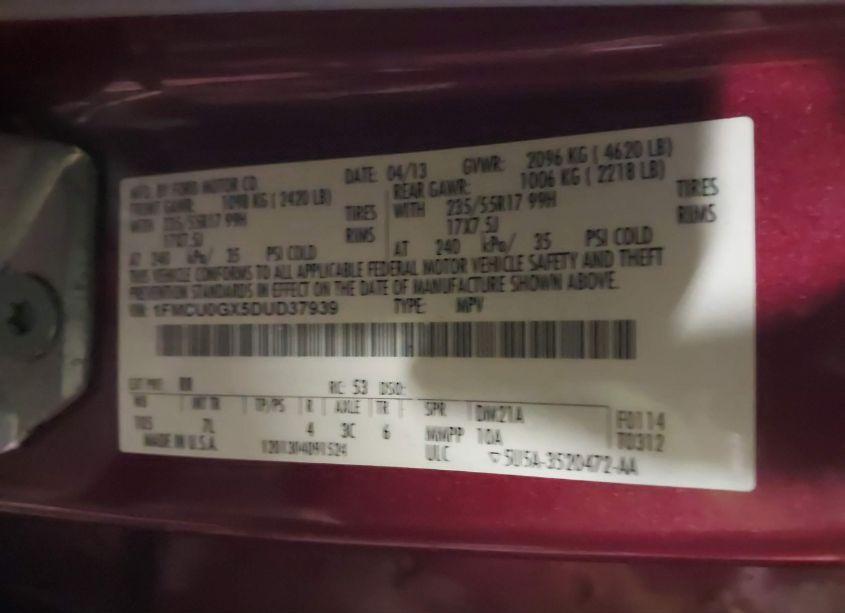 Photo 9 of 2013 Ford Escape SE (VIN 1FMCU0GX5DUD37939)