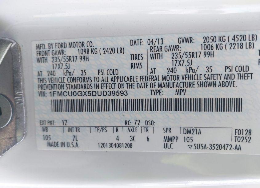 Photo 9 of 2013 Ford Escape SE (VIN 1FMCU0GX5DUD39593)