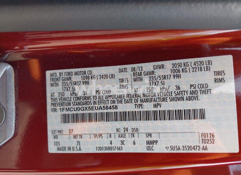 Photo 9 of 2014 Ford Escape SE (VIN 1FMCU0GX5EUA58458)