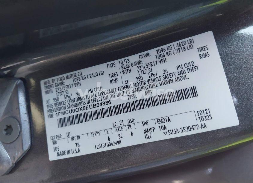 Photo 9 of 2014 Ford Escape SE (VIN 1FMCU0GX5EUB04886)