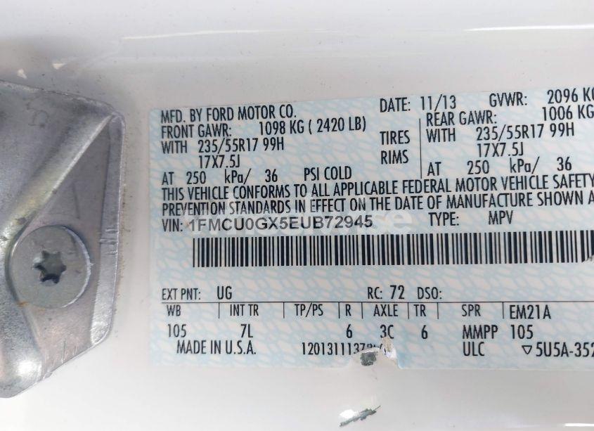 Photo 9 of 2014 Ford Escape SE (VIN 1FMCU0GX5EUB72945)