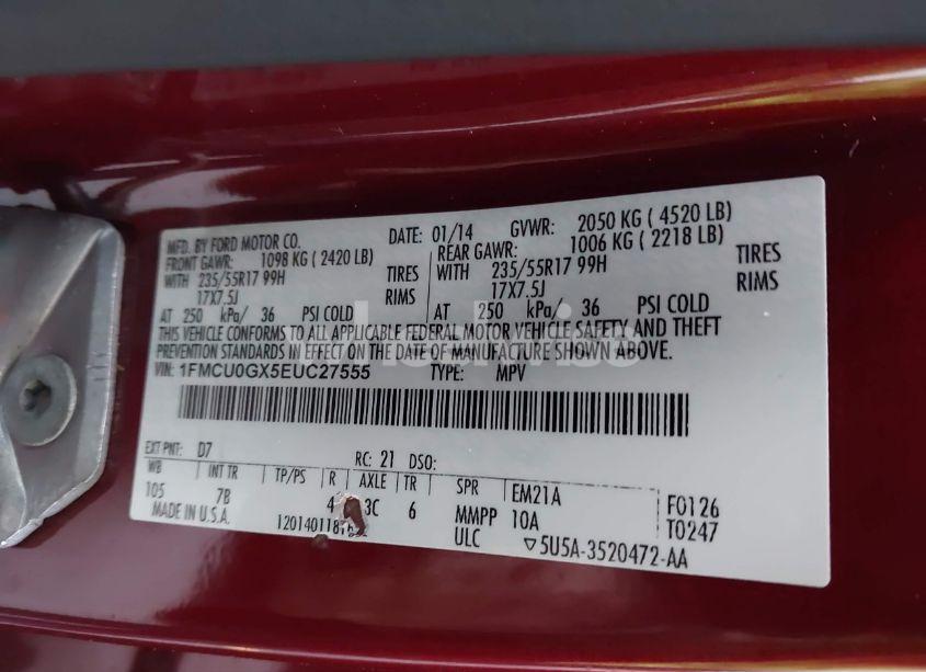 Photo 9 of 2014 Ford Escape SE (VIN 1FMCU0GX5EUC27555)