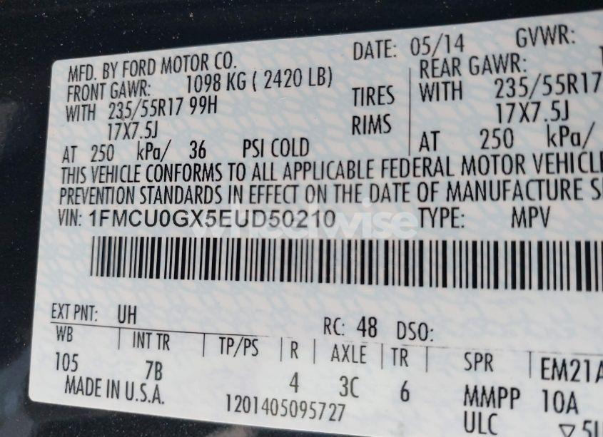 Photo 9 of 2014 Ford Escape SE (VIN 1FMCU0GX5EUD50210)