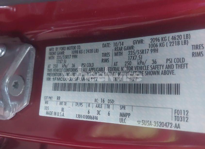 Photo 9 of 2015 Ford Escape SE (VIN 1FMCU0GX5FUA46117)