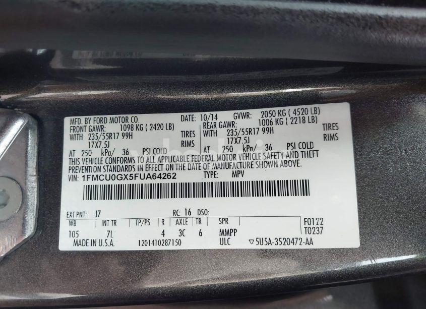 Photo 9 of 2015 Ford Escape SE (VIN 1FMCU0GX5FUA64262)