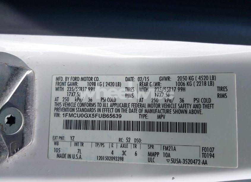 Photo 9 of 2015 Ford Escape SE (VIN 1FMCU0GX5FUB65639)