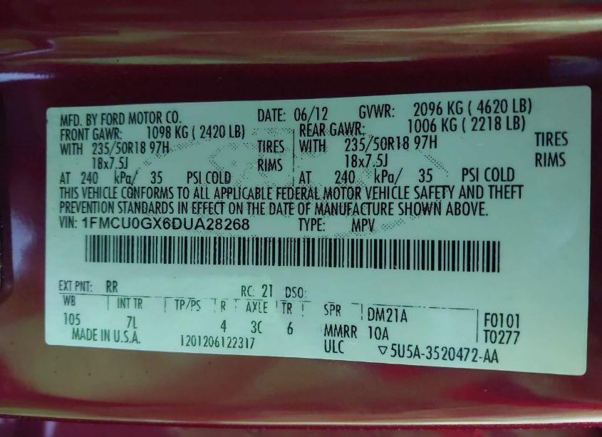 Photo 9 of 2013 Ford Escape SE (VIN 1FMCU0GX6DUA28268)