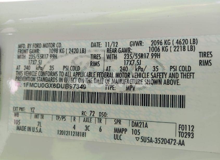 Photo 9 of 2013 Ford Escape SE (VIN 1FMCU0GX6DUB97349)