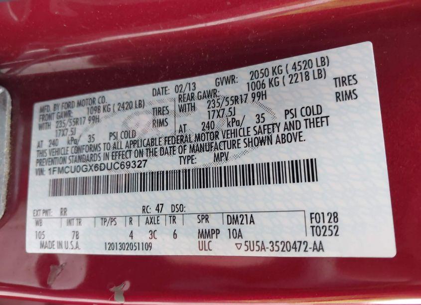 Photo 9 of 2013 Ford Escape SE (VIN 1FMCU0GX6DUC69327)