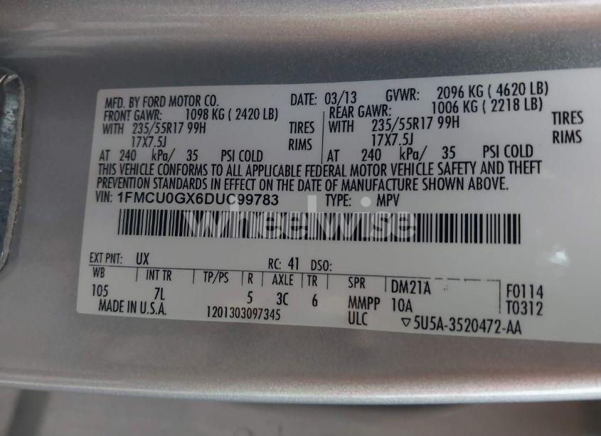 Photo 9 of 2013 Ford Escape SE (VIN 1FMCU0GX6DUC99783)