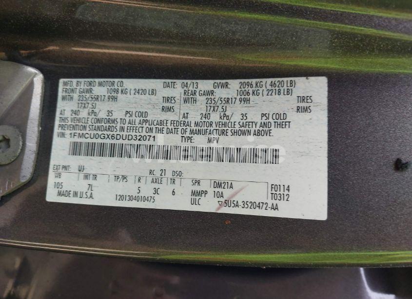 Photo 9 of 2013 Ford Escape SE (VIN 1FMCU0GX6DUD32071)