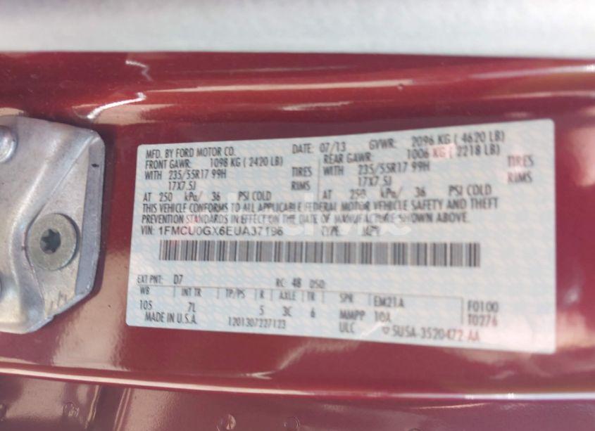 Photo 9 of 2014 Ford Escape SE (VIN 1FMCU0GX6EUA37196)