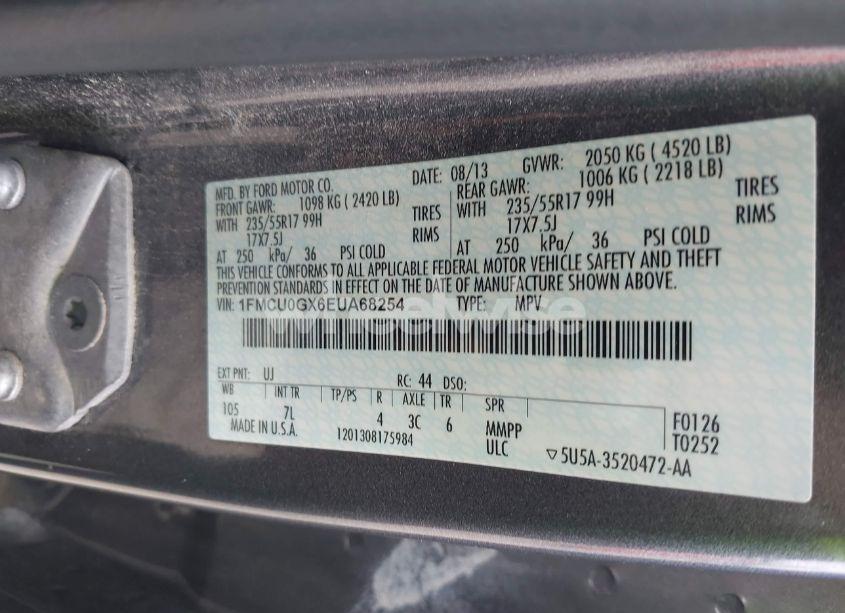 Photo 9 of 2014 Ford Escape SE (VIN 1FMCU0GX6EUA68254)