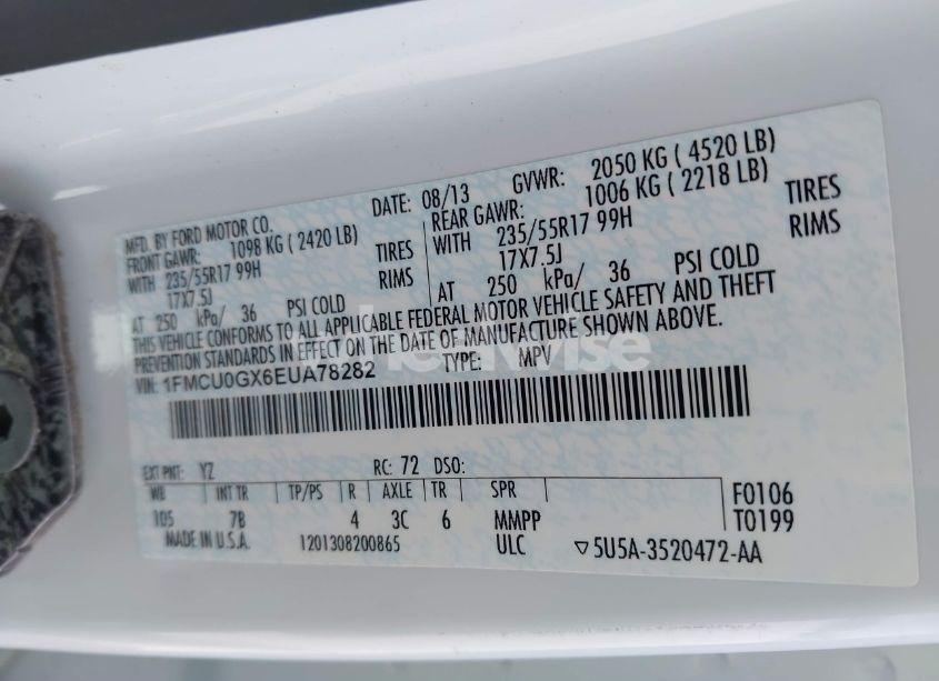 Photo 9 of 2014 Ford Escape SE (VIN 1FMCU0GX6EUA78282)