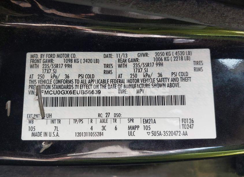 Photo 9 of 2014 Ford Escape SE (VIN 1FMCU0GX6EUB56639)