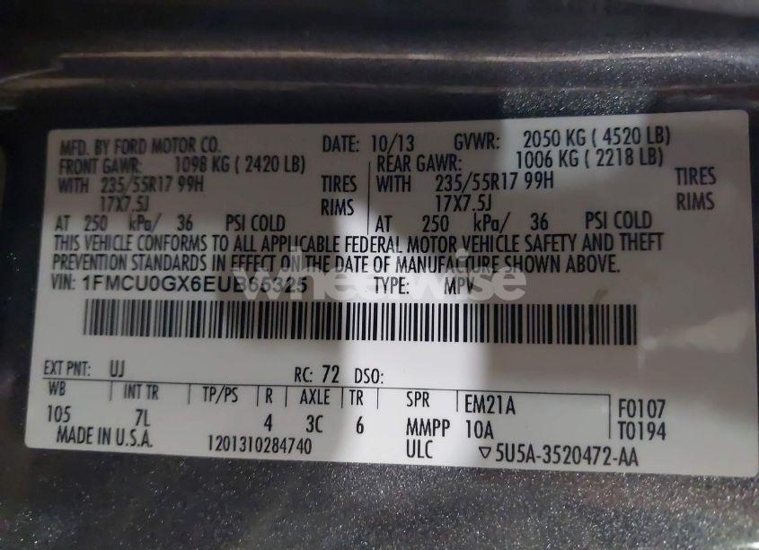 Photo 9 of 2014 Ford Escape SE (VIN 1FMCU0GX6EUB65325)