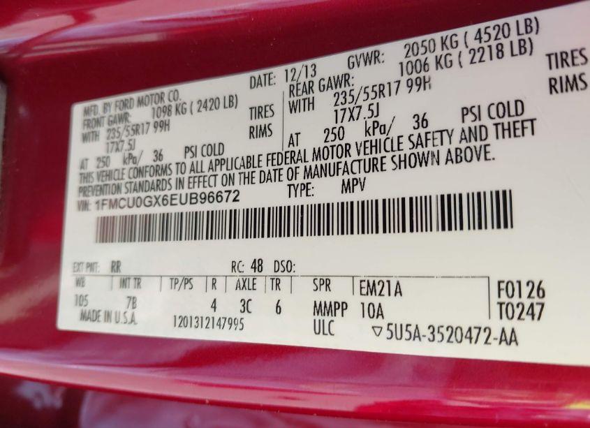 Photo 9 of 2014 Ford Escape SE (VIN 1FMCU0GX6EUB96672)