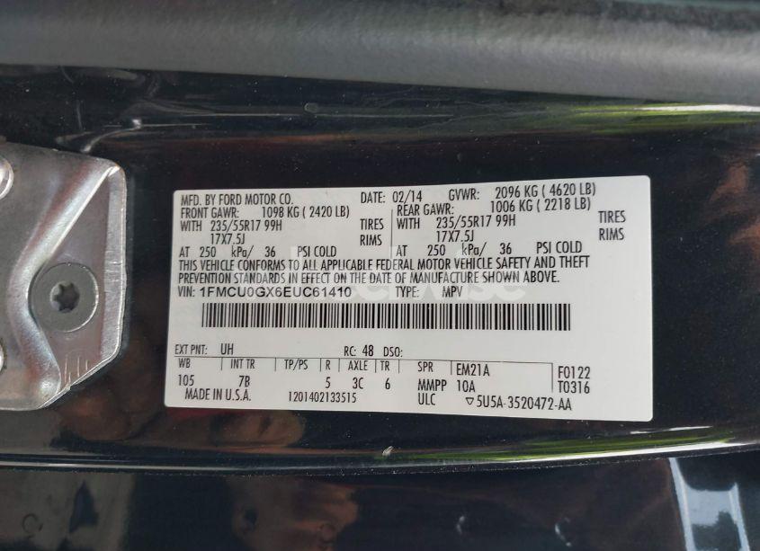 Photo 9 of 2014 Ford Escape SE (VIN 1FMCU0GX6EUC61410)