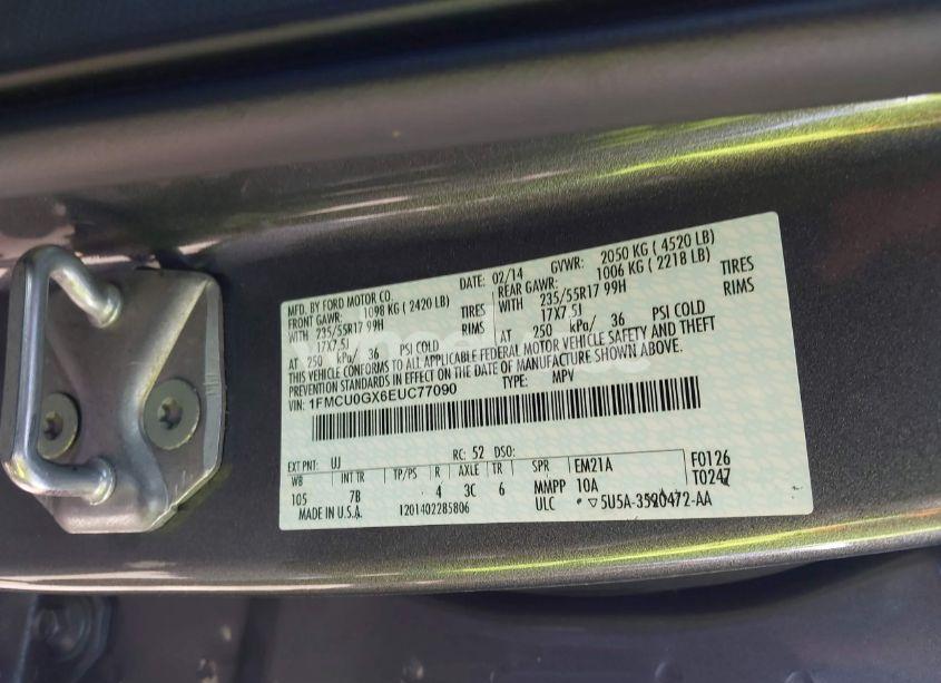 Photo 9 of 2014 Ford Escape SE (VIN 1FMCU0GX6EUC77090)