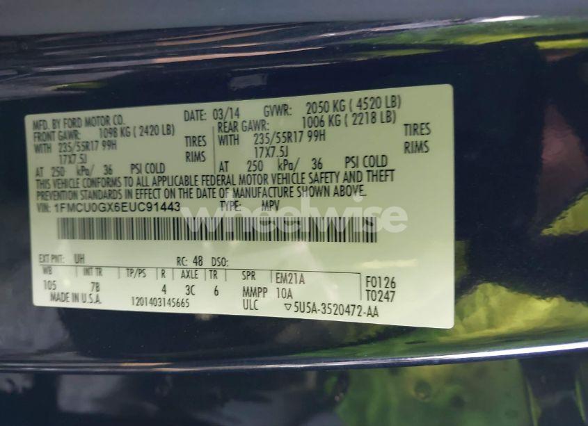 Photo 9 of 2014 Ford Escape SE (VIN 1FMCU0GX6EUC91443)