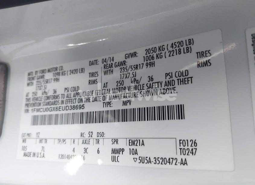 Photo 9 of 2014 Ford Escape SE (VIN 1FMCU0GX6EUD38695)