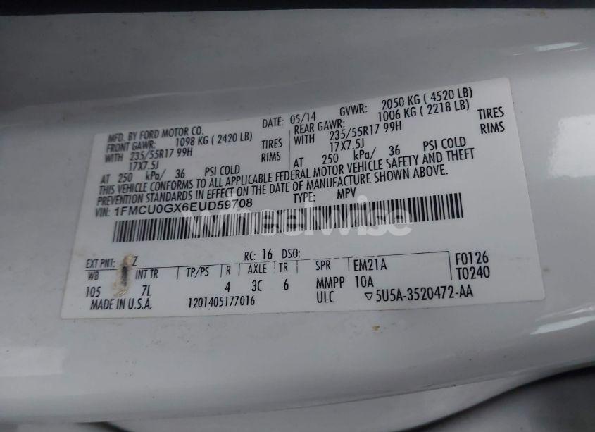 Photo 9 of 2014 Ford Escape SE (VIN 1FMCU0GX6EUD59708)