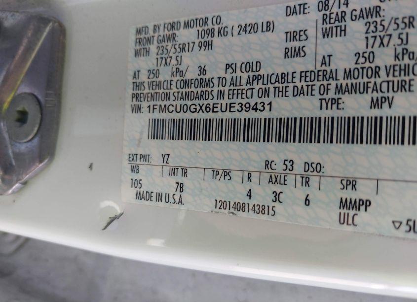 Photo 9 of 2014 Ford Escape SE (VIN 1FMCU0GX6EUE39431)