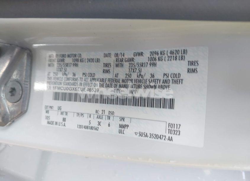 Photo 9 of 2014 Ford Escape SE (VIN 1FMCU0GX6EUE46539)