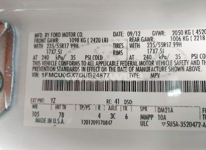 Photo 9 of 2013 Ford Escape SE (VIN 1FMCU0GX7DUB24877)