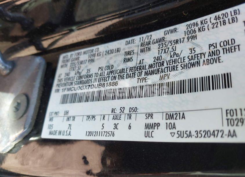 Photo 9 of 2013 Ford Escape SE (VIN 1FMCU0GX7DUB81886)