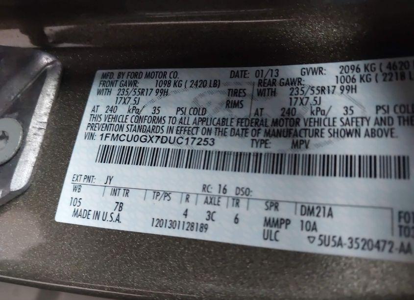 Photo 9 of 2013 Ford Escape SE (VIN 1FMCU0GX7DUC17253)