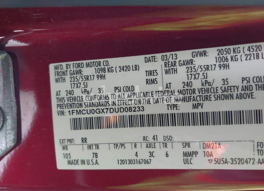 Photo 9 of 2013 Ford Escape SE (VIN 1FMCU0GX7DUD08233)