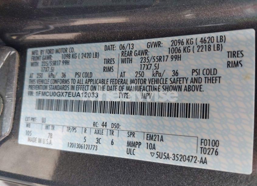 Photo 9 of 2014 Ford Escape SE (VIN 1FMCU0GX7EUA12033)