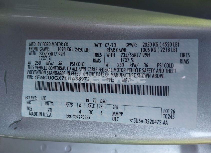 Photo 9 of 2014 Ford Escape SE (VIN 1FMCU0GX7EUA38972)