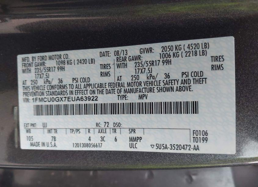 Photo 9 of 2014 Ford Escape SE (VIN 1FMCU0GX7EUA63922)