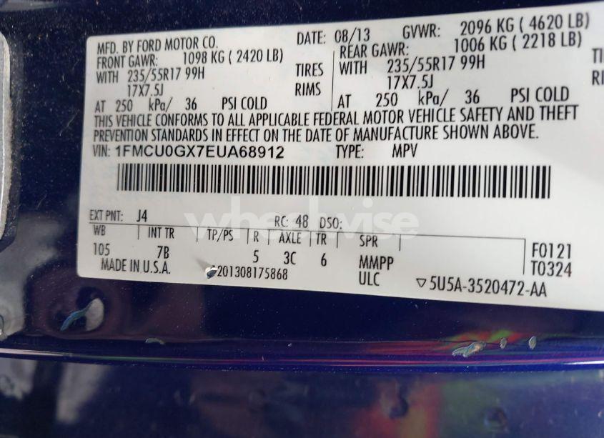 Photo 9 of 2014 Ford Escape SE (VIN 1FMCU0GX7EUA68912)