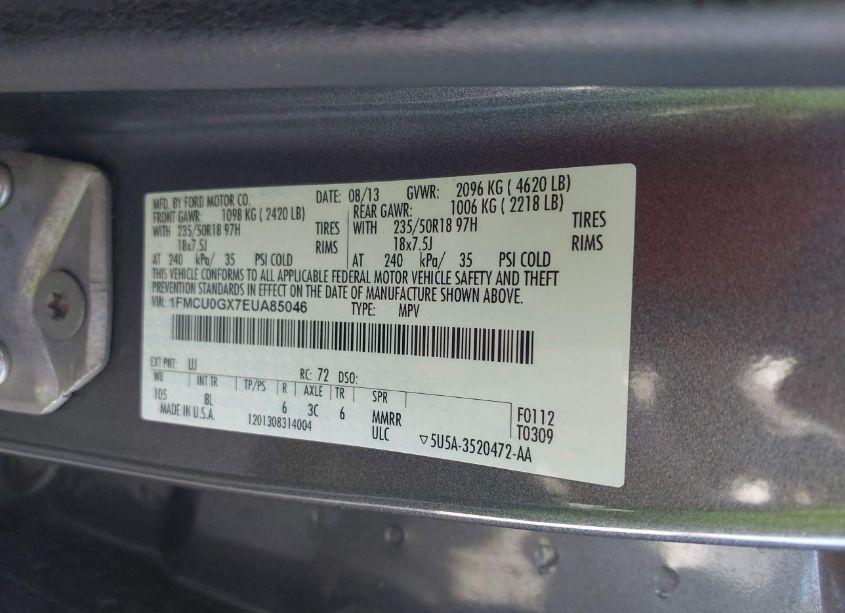 Photo 9 of 2014 Ford Escape SE (VIN 1FMCU0GX7EUA85046)