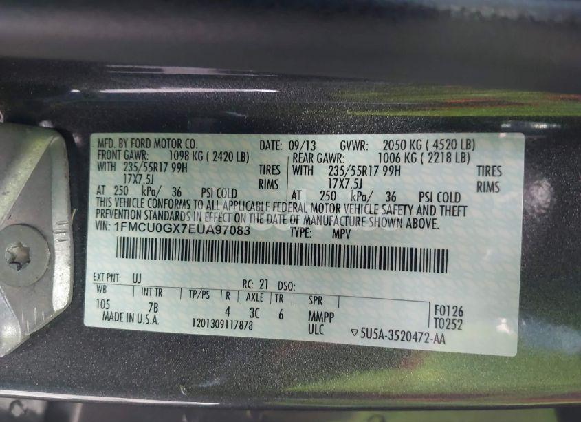 Photo 9 of 2014 Ford Escape SE (VIN 1FMCU0GX7EUA97083)